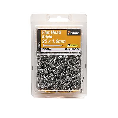 25 X 1.60 Flat Head Nails Bright 500gr