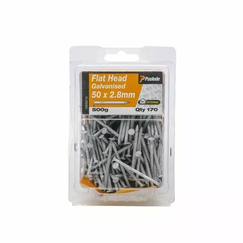 50 X 2.80 Flat Head Nails Galvanised 500gr