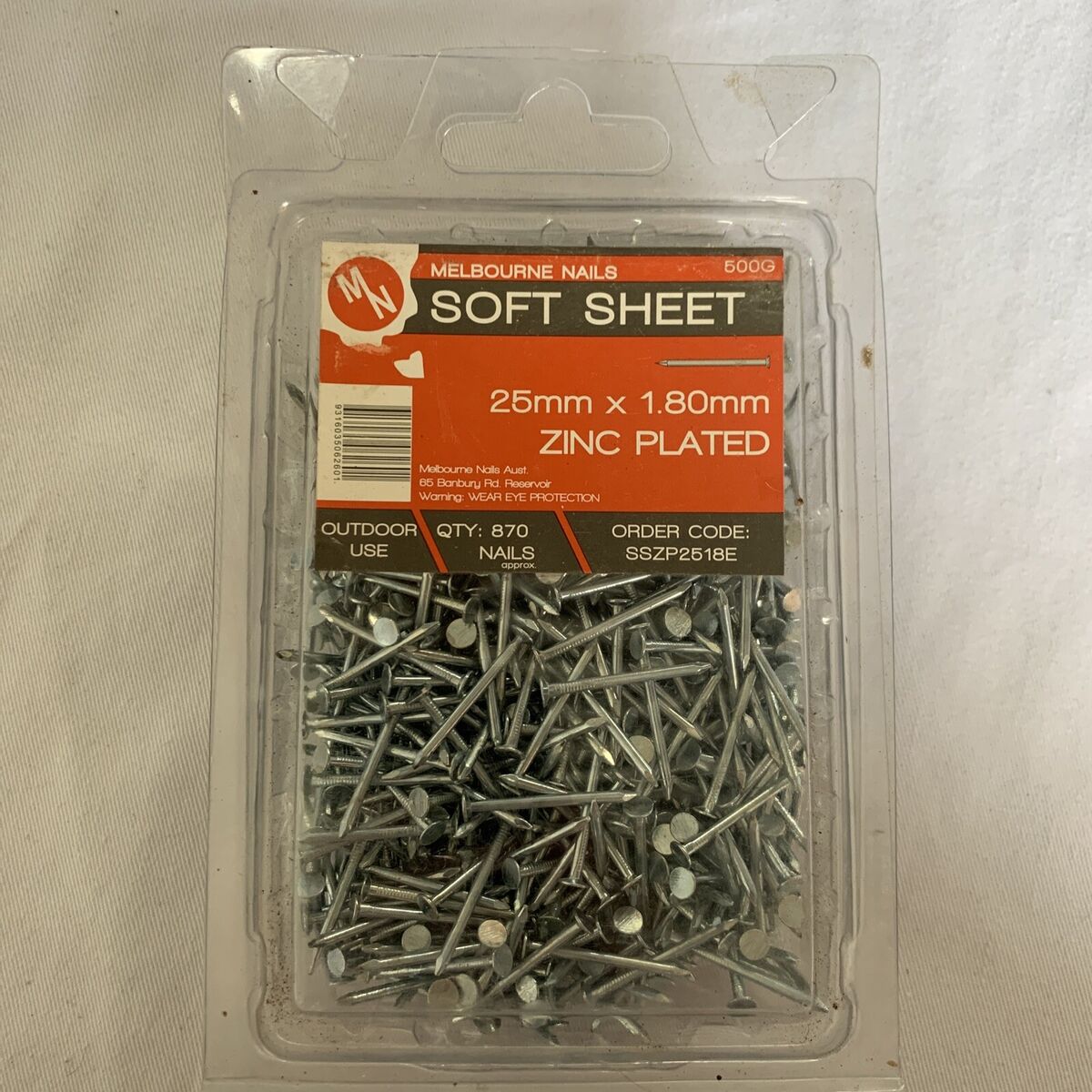 30 X 1.80 Soft Sheet Nails Zinc Plated 500gr