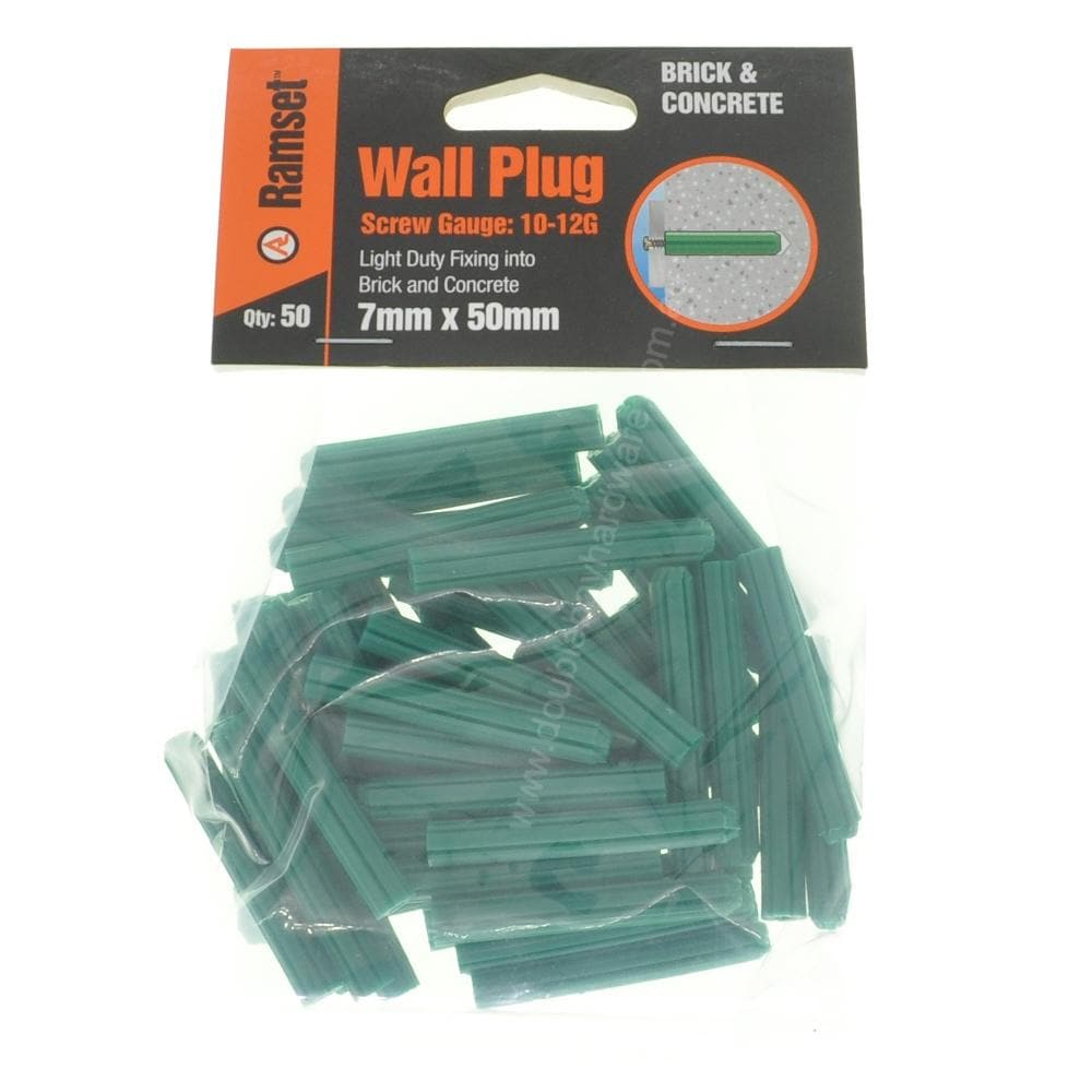 Wall Plug Green 7x50mm Bag Of 50 Ramset