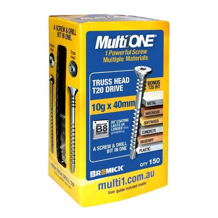 10g X 40 Bremick Multione Truss Csk Head Screw Tx20 B8 Coating