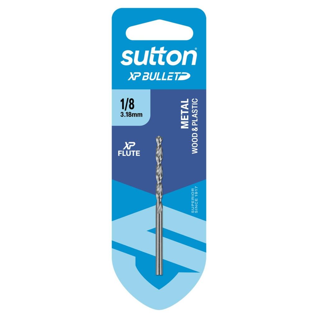 Sutton 1/8" X 65mm Hss Bright Xp Bullet Carded Jobber Drill Bit - D220h0318
