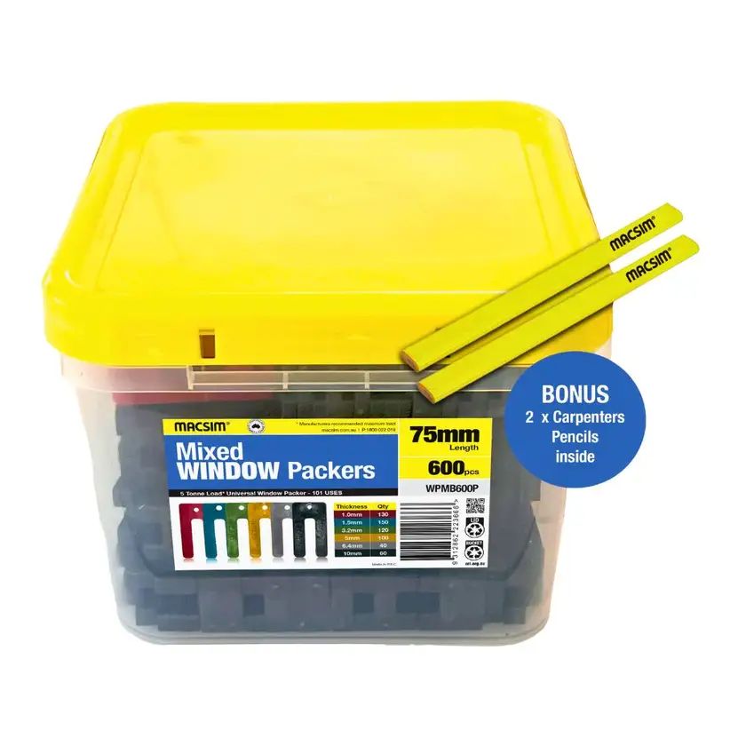 Macsim Mixed Window Packers Bucket With Pencils 75mm - Box Of 600