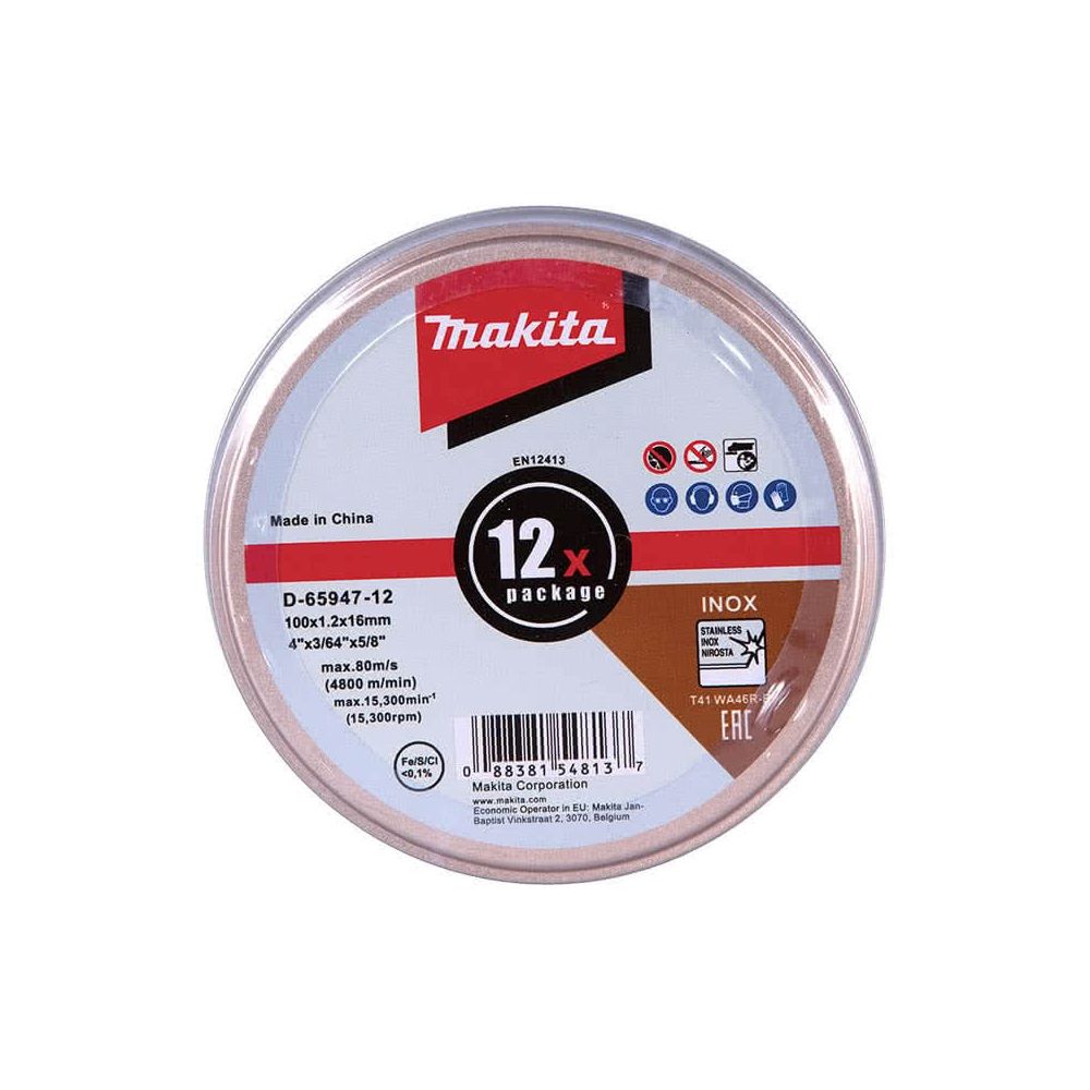 100mm X 1.0mm X 16mm 12-pack Stainless Flat