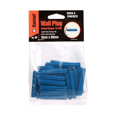 Wall Plug Blue 8x50mm Bag Of 50 Ramset