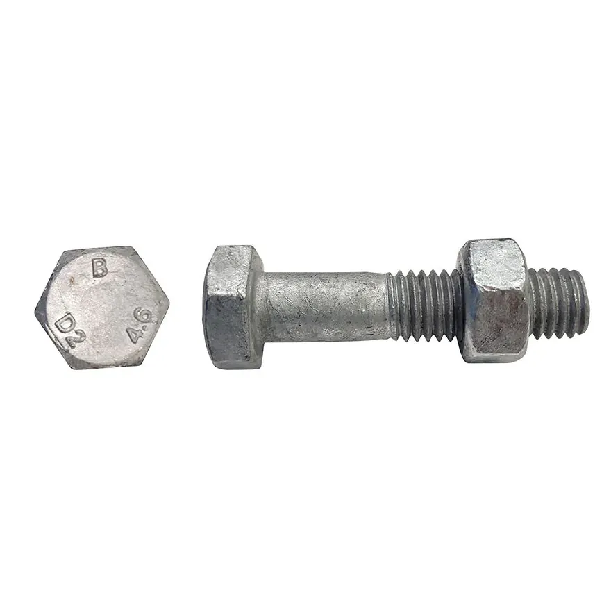 10x180 Mild Steel 4.6/4.8 Hex Bolt & Nut Galvanised (16mm Af)