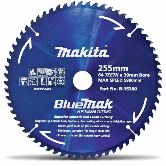 Circular Saw Blade 255mm 64t Tct Bluemak Blade