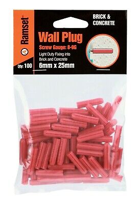 Wall Plug Red 6x35mm Bag Of 100 Ramset