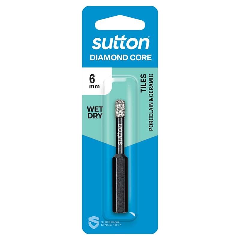 Sutton 6mm Diamond Core Drill Bit Wet/dry Hex Shank - D618h0600