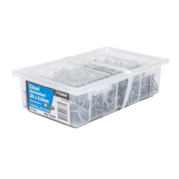 Paslode 30 x 2.8mm 2kg Galvanised Clout - 1000 Pack