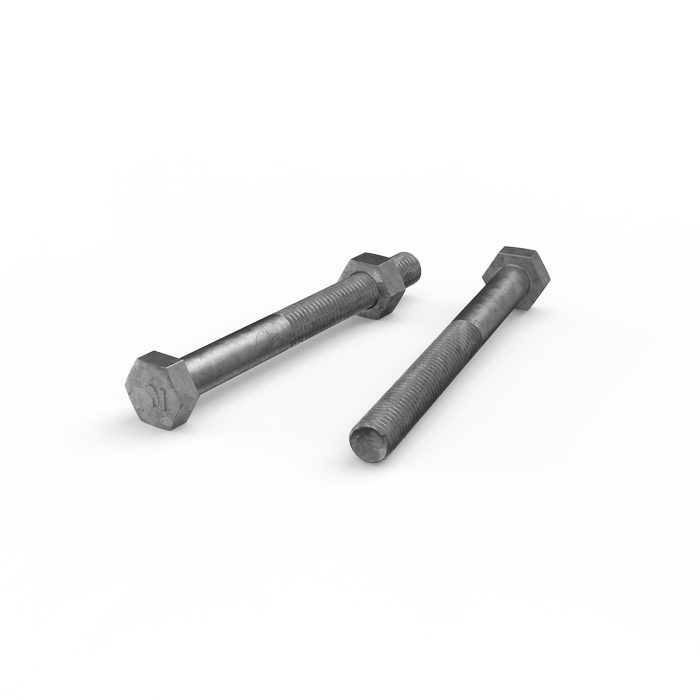 ZENITH M10 x 100mm Hot Dip Galvanised Hex Head Bolts and Nuts - 25 Pack