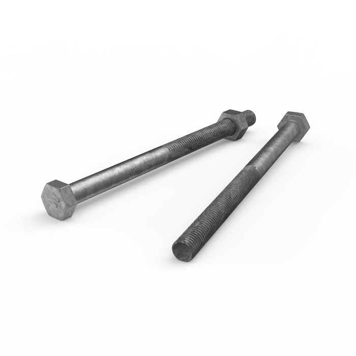 ZENITH M10 x 150mm Hot Dip Galvanised Hex Head Bolts and Nuts - 25 Pack