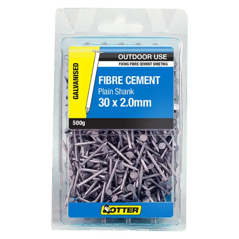 Otter Nail Fibre Cement Plain Shank Galvanised 30 x 2mm 500g