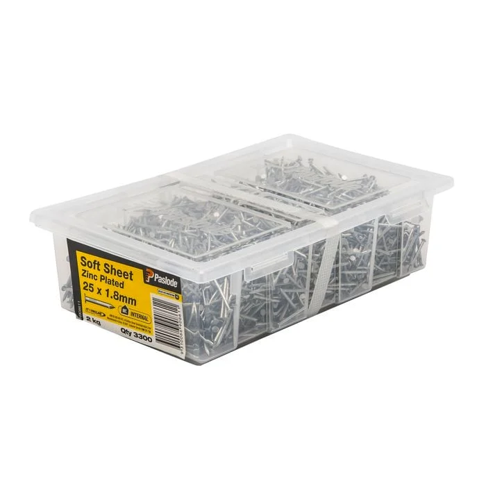 Paslode 25 x 1.8mm 2kg Zinc Plated Soft Sheet Nails - 3300 Pack