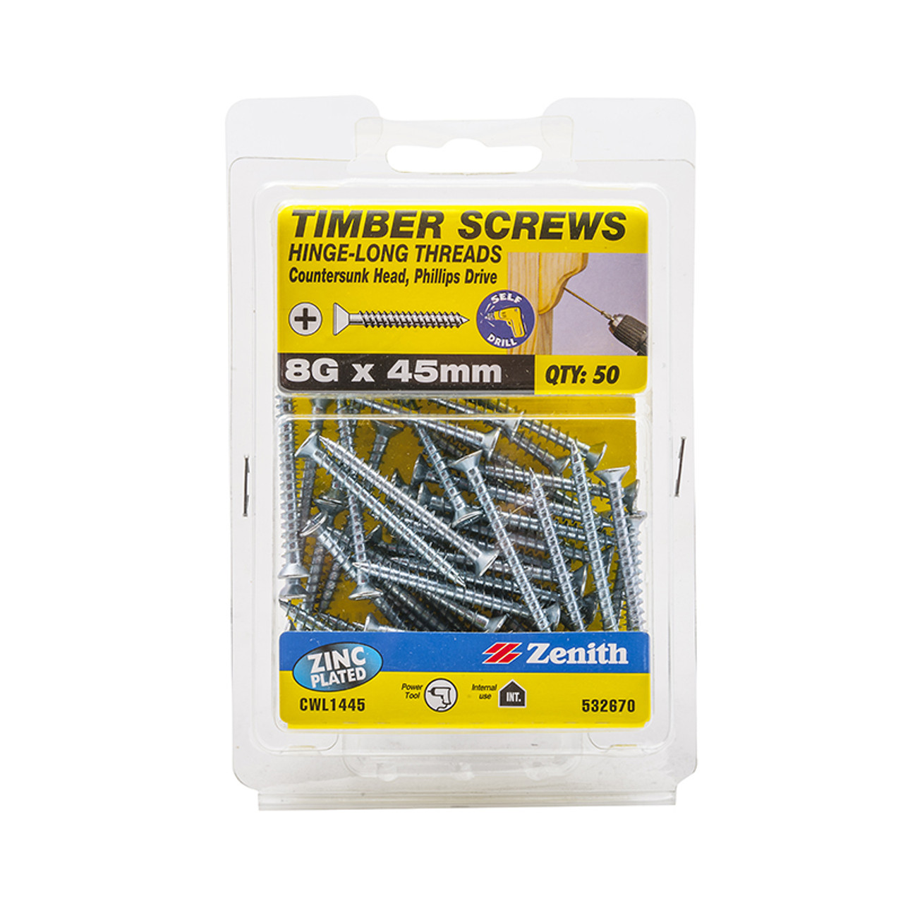 PK50 SCREW WOOD L/THRD CS ZP