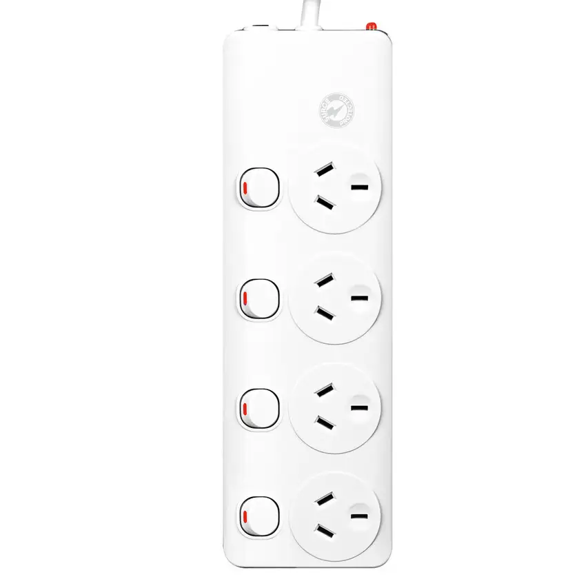 Arlec 4 Outlet Powerboard with Surge Protection & On/Off Switch
