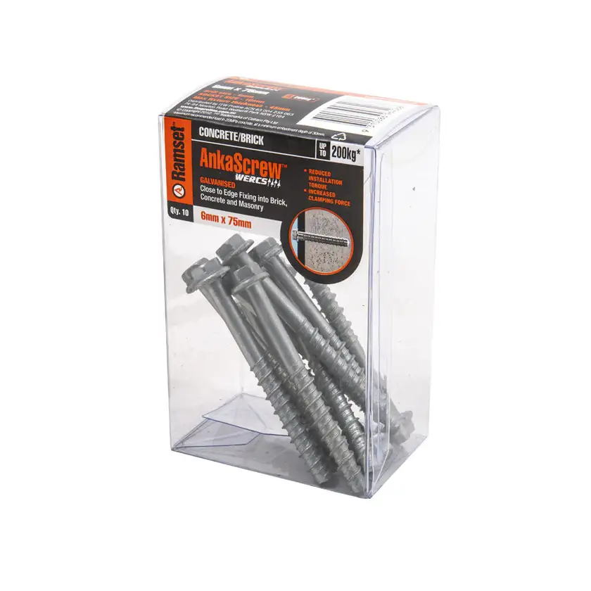 Ramset Ankascrew Galvanised 6 x 75mm - 10 Pack
