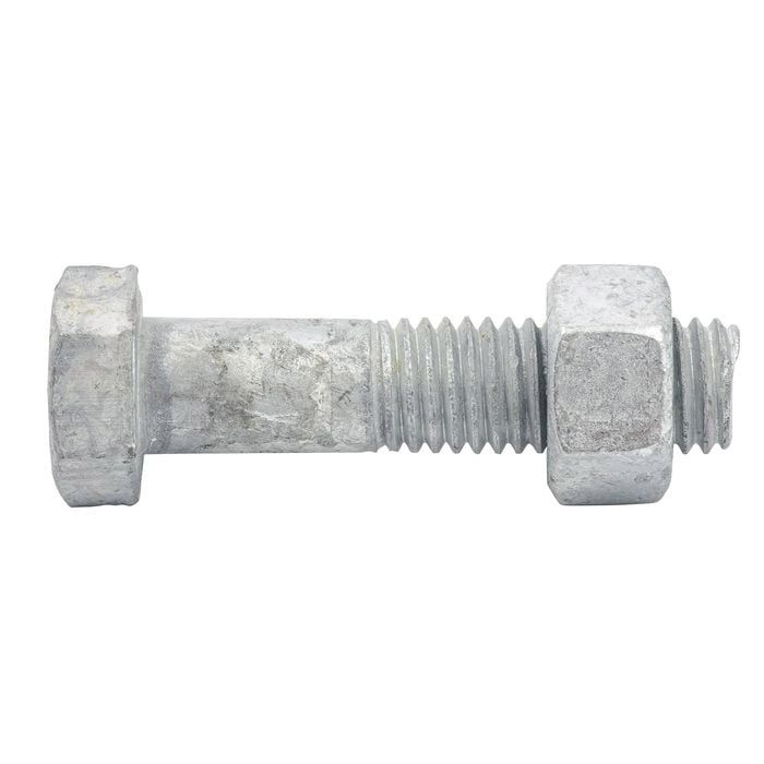 Bolt Nut Hex Head Metal Galvanised 12x 50