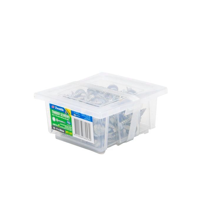 Zenith Timber Screw Cladding Hex Head Seal 12g X 25mm Box 100