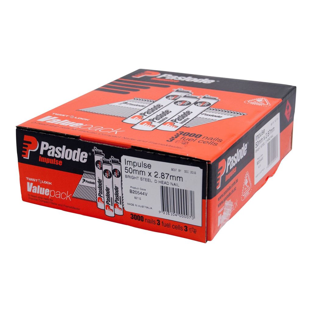 Paslode 50 X 2.87mm Bright D Head Impulse Nails - 3000 Pack