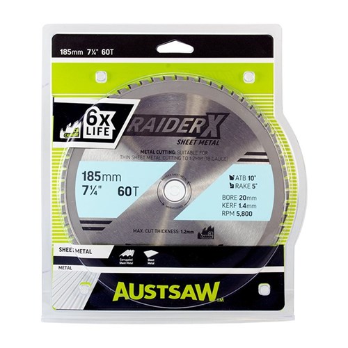 Austsaw RaiderX Metal Blade 185x20x60t