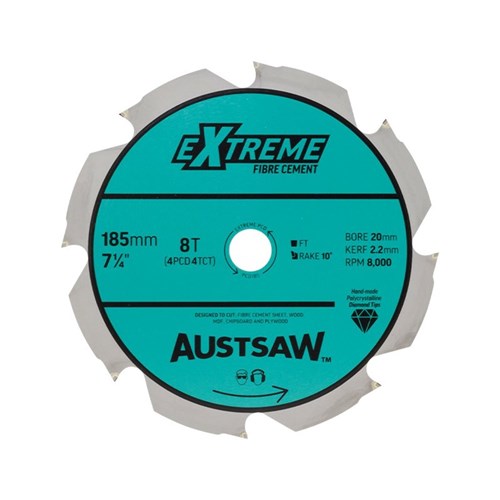 Austsaw 185mm 7 1/4in PCD Diamond Blade 20/16mm Bore