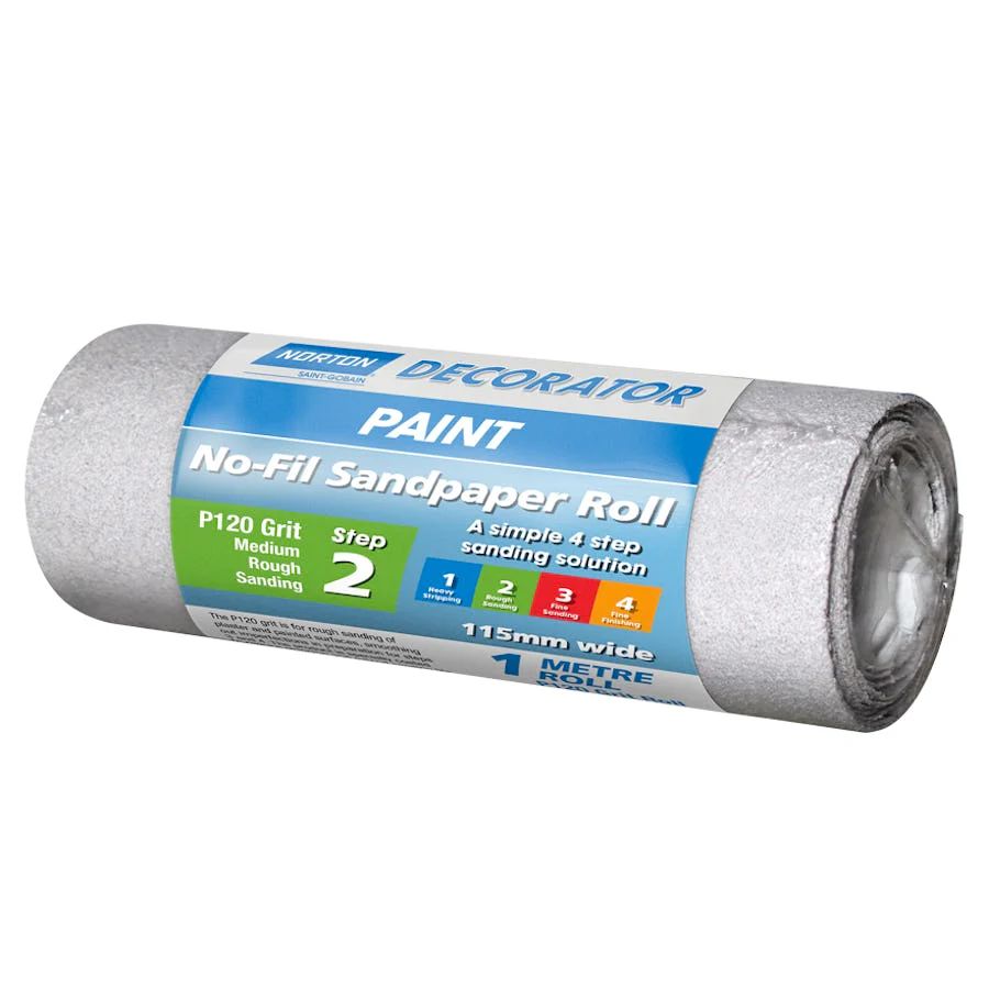 Norton No-fil Sandpaper Roll 115mm X 1m 120 Grit