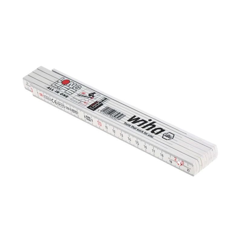 941104100 "longlife" Plastic-folding Rule, White, 1 M