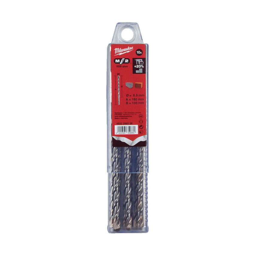 6.5x160mm Sds Plus 2 Cutter Masonry Drill Pk10