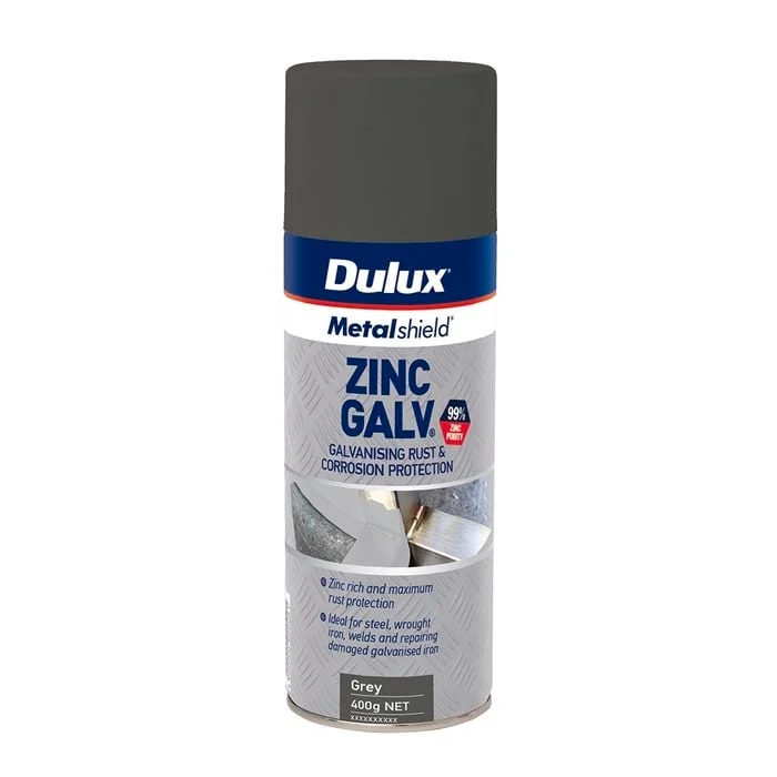Dulux 400g Metalshield Zinc Galv Spraypak Grey
