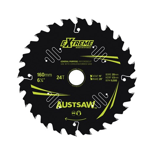 Austsaw Extreme Wood/Nails 160x20/16x24t Thin Kerf