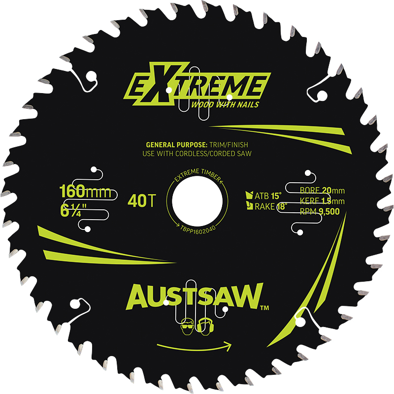 Austsaw Extreme Wood/Nails 160x20/16x40t Thin Kerf