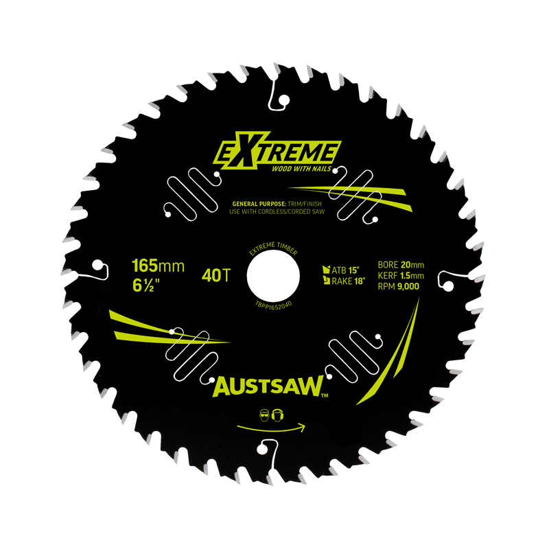 Austsaw Extreme Wood/Nails 165x20/16x40t Thin Kerf