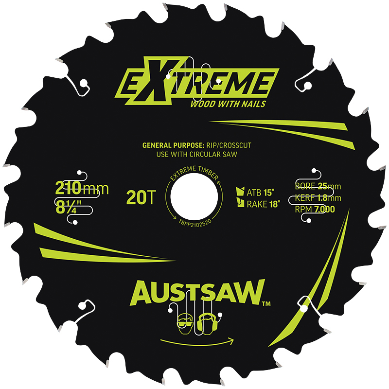 Austsaw Extreme Wood/Nails 216x25/16x20t Thin Kerf