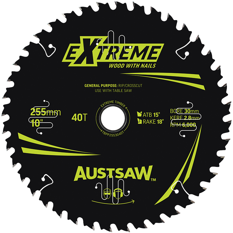 Austsaw Extreme Wood/Nails T/Saw 255x30x40t Thin Kerf