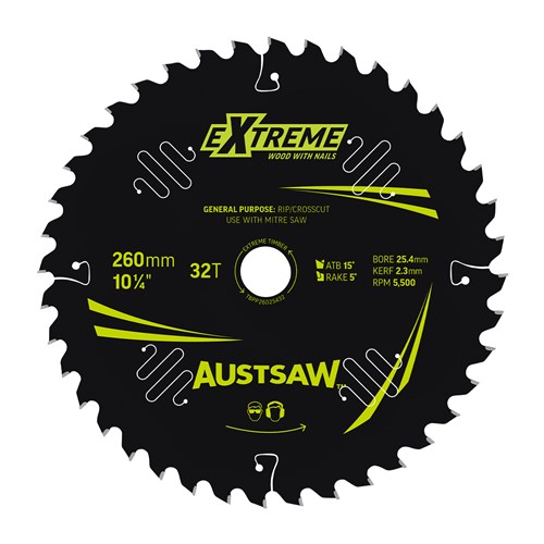 Austsaw Extreme Wood/Nails 260x25.4x32t Thin Kerf