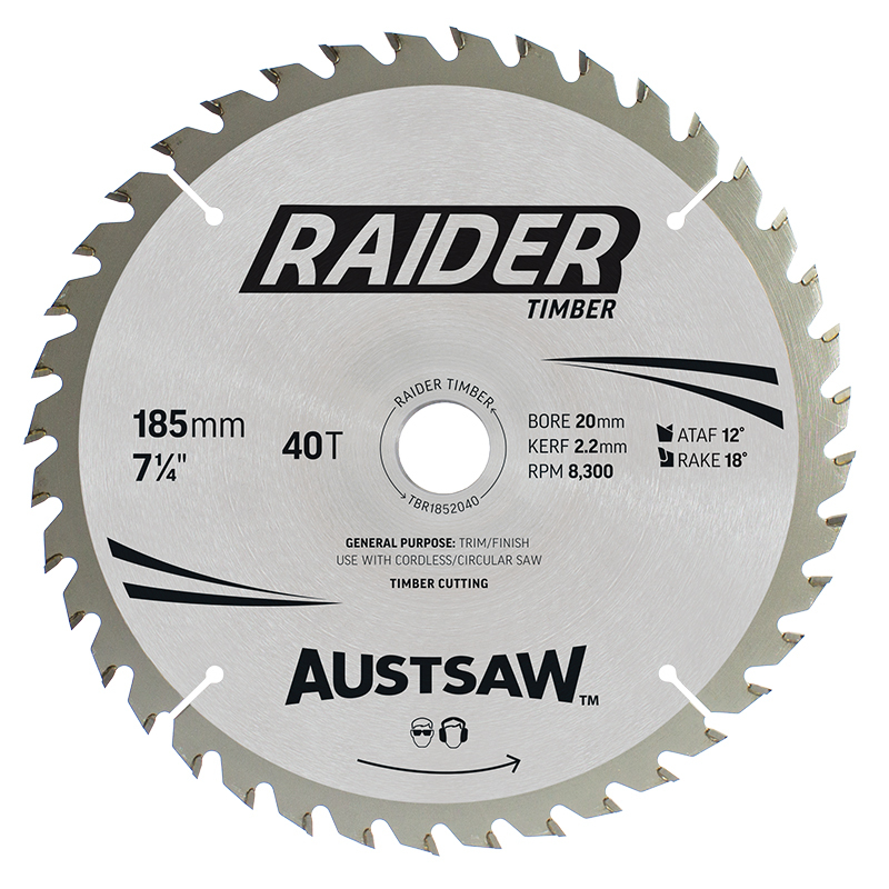 Austsaw Raider Timber Blade 185x20/16x40t Thin Kerf