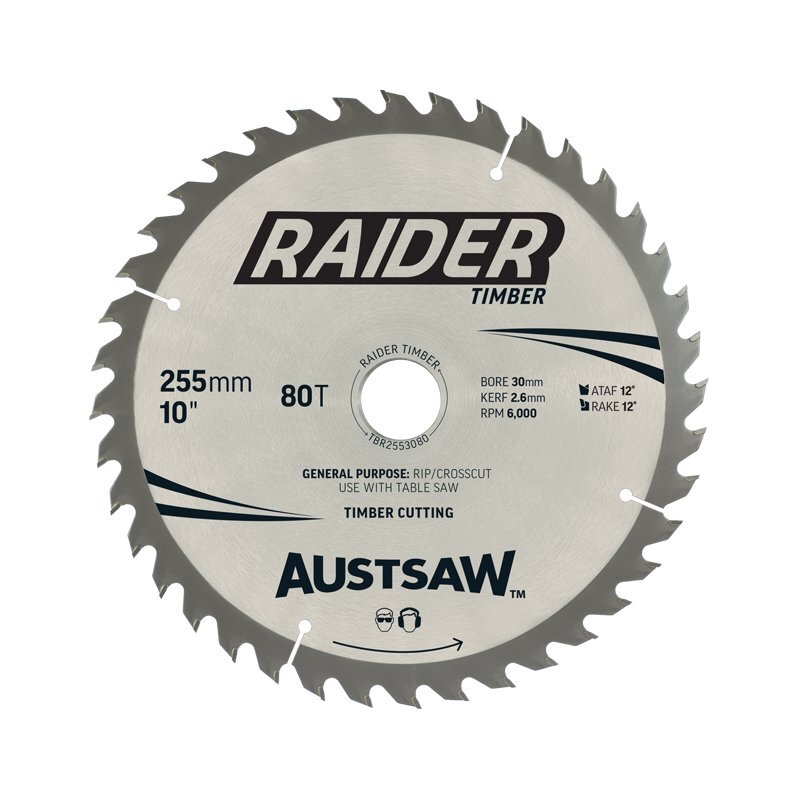 Austsaw Raider Timber Blade 255x30/25.4x80t Thin Kerf