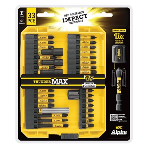 Thundermax Impact Driver Bit Set 33 Piece Incl Mag Boost