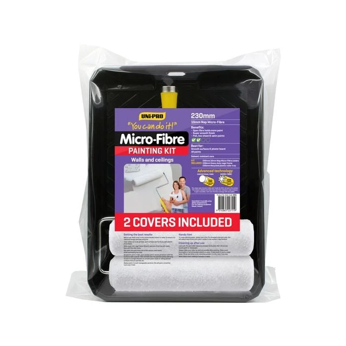 UNi-PRO 230mm Twin Heavy Duty Micro-fibre Roller Kit 10mm Nap