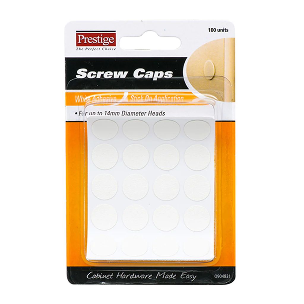 Prestige Screw Cap Stick-on White 100pcs O904831