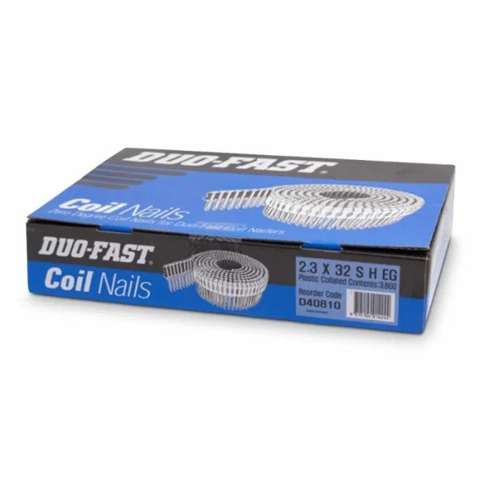 Duo-fast 32mm X 2.7mm Smooth Hot Dipped Galvanised Plastic Collated Coil Nails - 3600 Pack