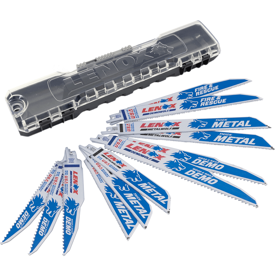 Lenox 12 Piece Assorted Demolition Reciprocating Saw Blade Set - 1214412rkd