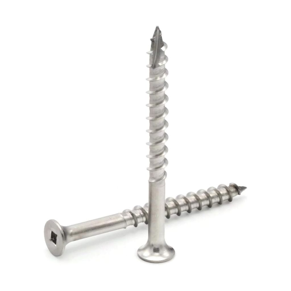#8 Deck Screws 305 Stainless Steel Square Drive Type 17 Wood Cutting Point #8 X 1-1/2 Inch Qty 100