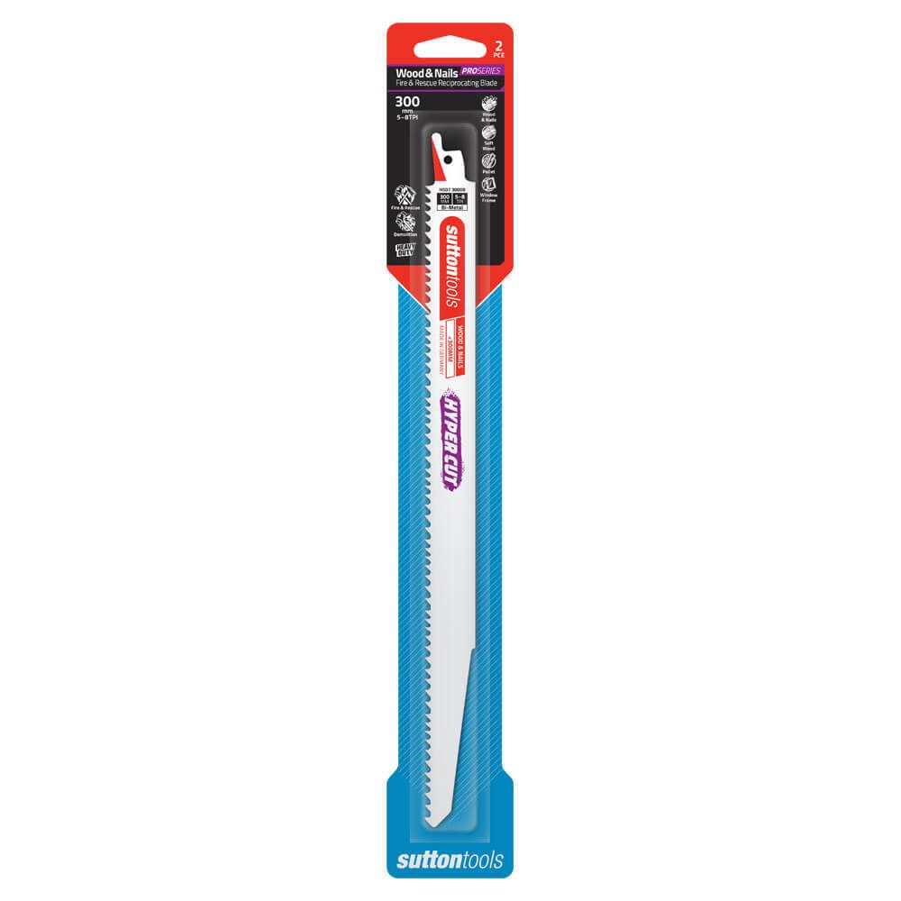 Sutton H50730008 300mm Reciprocating Blade - Wood & Nails 5-8 Tpi - 2 Pack