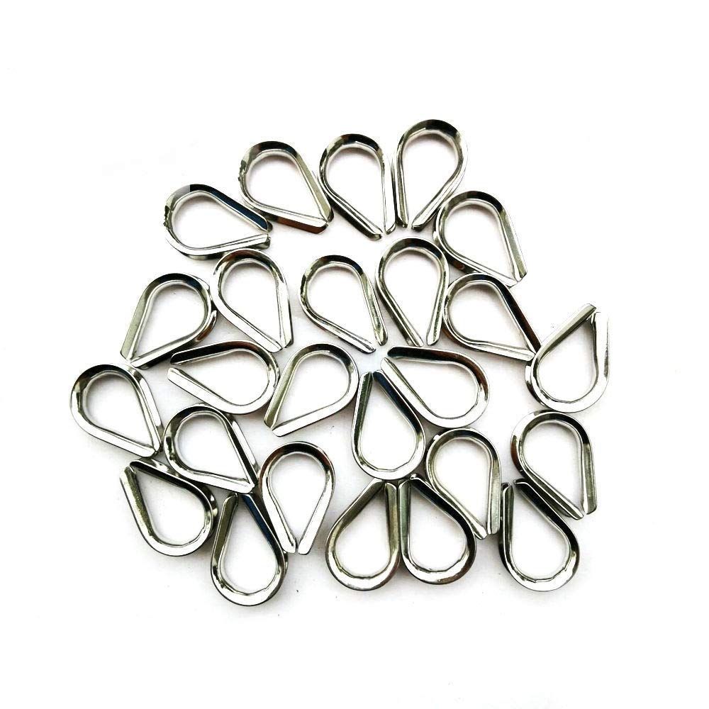 30 Pcs M3 Stainless Steel Thimble For 1/8 Inch Diameter Wire Rope