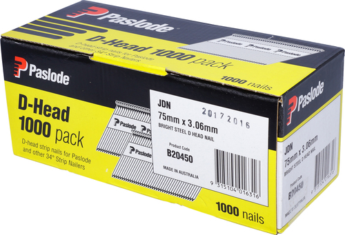 Paslode D-Head Framing Nails Bright 75 X 3.06mm Pkt 1000 N/G