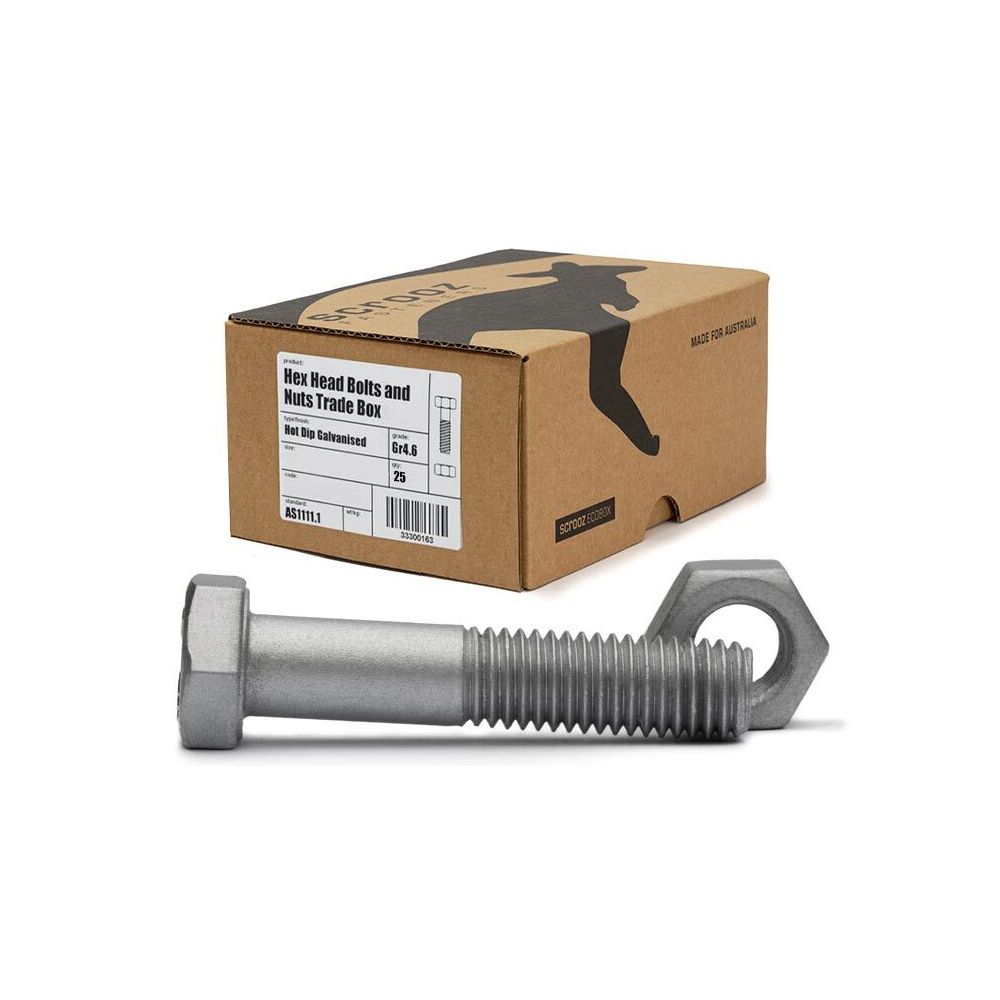 M12 X 130mm Hex Bolts & Nuts Galvanised Box Of 25