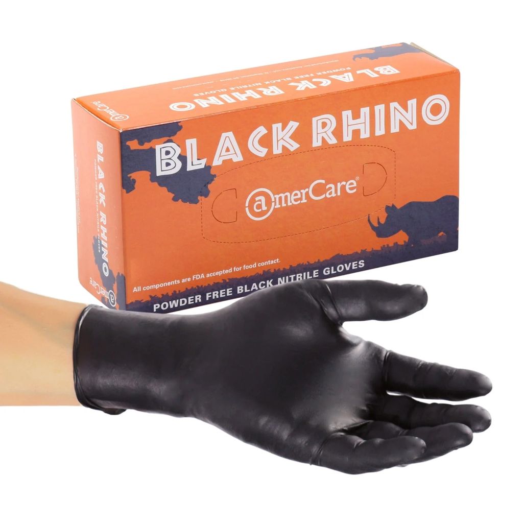 Powder-free Nitrile Black Rhino Gloves (s-xxl), Case Of 1,000 (xxl: 900)