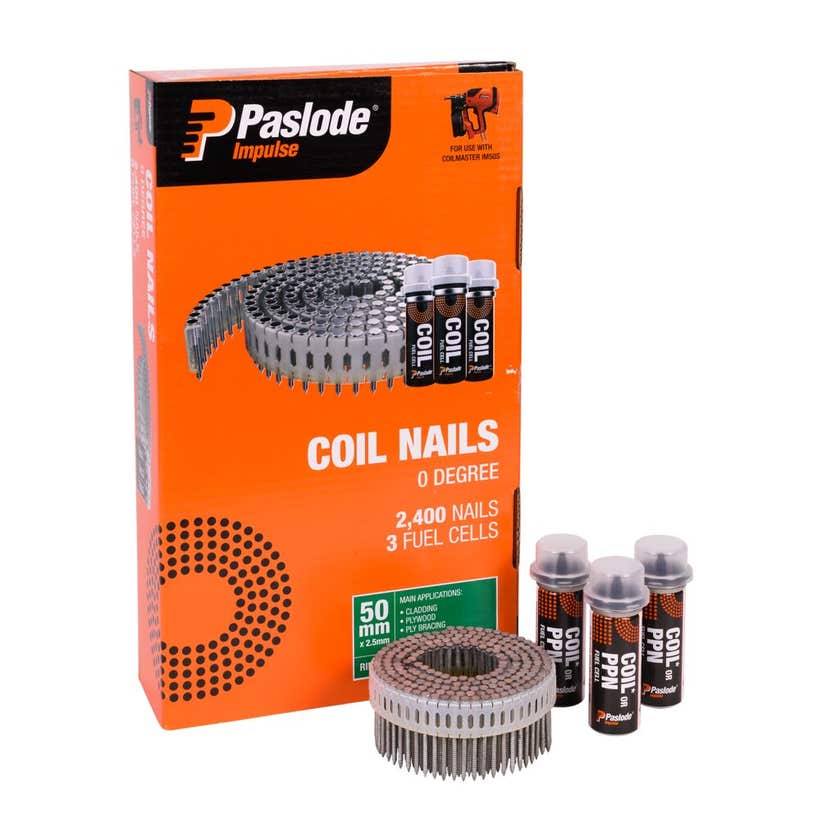 Paslode Coil Nails 50 x 2.5mm Ring Shank Galv Pkt 2400 W/G